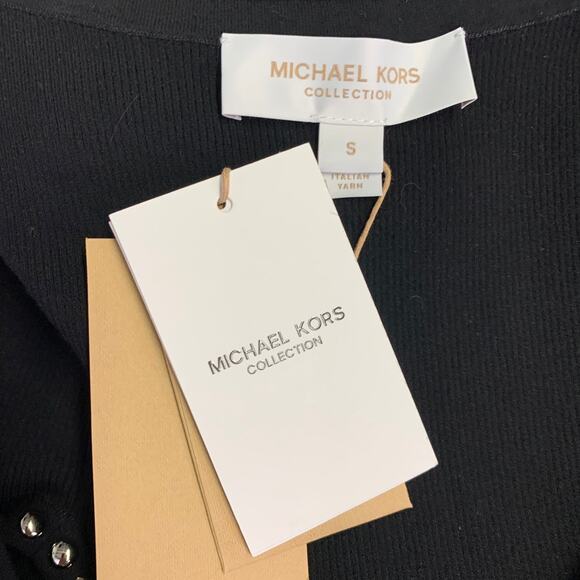 MICHAEL KORS S Black Silver Viscose Blend Rib Knit Studded Tank Casual Top - Picture 5 of 6